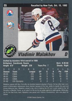 1993 Classic Pro Prospects #55 Vladimir Malakhov Back
