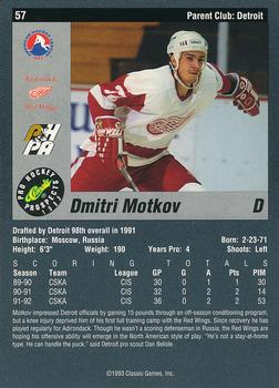 1993 Classic Pro Prospects #57 Dmitri Motkov Back