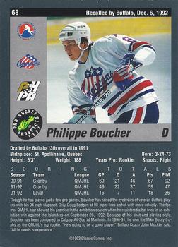 1993 Classic Pro Prospects #68 Philippe Boucher Back