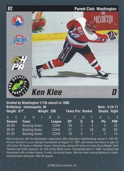 1993 Classic Pro Prospects #82 Ken Klee Back