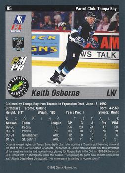 1993 Classic Pro Prospects #85 Keith Osborne Back