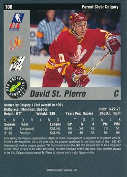 1993 Classic Pro Prospects #108 David St. Pierre Back