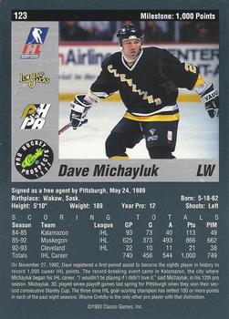 1993 Classic Pro Prospects #123 Dave Michayluk Back