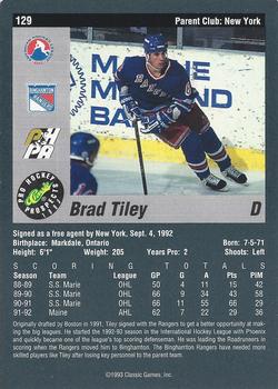 1993 Classic Pro Prospects #129 Brad Tiley Back