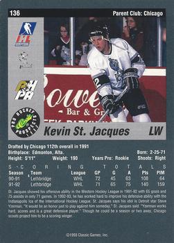 1993 Classic Pro Prospects #136 Kevin St. Jacques Back