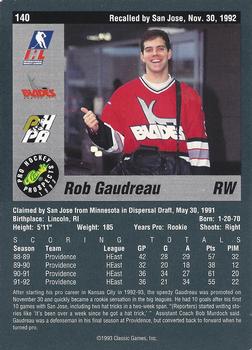 1993 Classic Pro Prospects #140 Rob Gaudreau Back