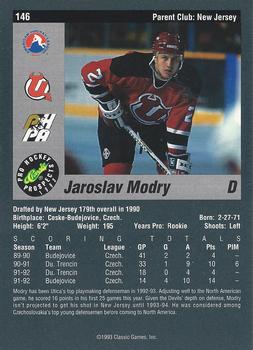 1993 Classic Pro Prospects #146 Jaroslav Modry Back