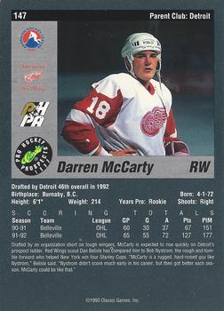 1993 Classic Pro Prospects #147 Darren McCarty Back