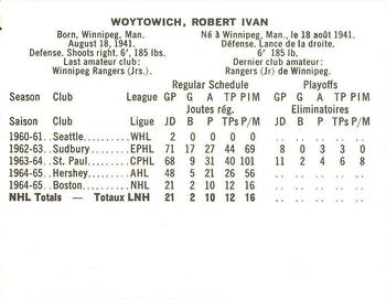 1965-66 Coca-Cola NHL Players #NNO Bob Woytowich Back
