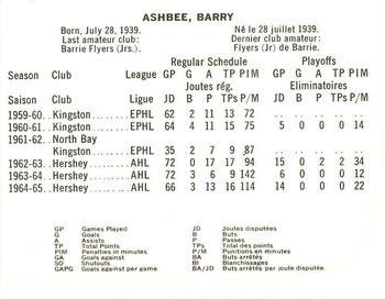 1965-66 Coca-Cola NHL Players #NNO Barry Ashbee Back