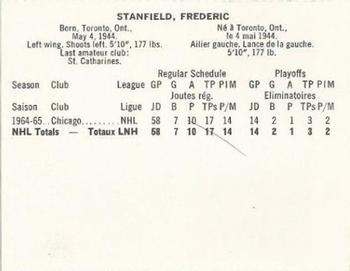 1965-66 Coca-Cola NHL Players #NNO Fred Stanfield Back