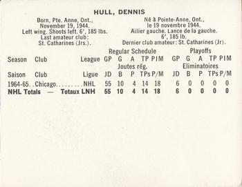 1965-66 Coca-Cola NHL Players #NNO Dennis Hull Back