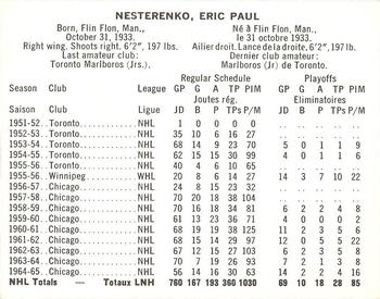 1965-66 Coca-Cola NHL Players #NNO Eric Nesterenko Back