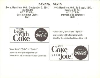 1965-66 Coca-Cola NHL Players #NNO Dave Dryden Back