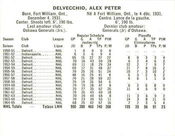 1965-66 Coca-Cola NHL Players #NNO Alex Delvecchio Back