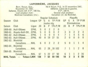 1965-66 Coca-Cola NHL Players #NNO Jacques Laperriere Back