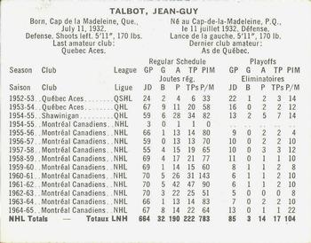 1965-66 Coca-Cola NHL Players #NNO Jean-Guy Talbot Back
