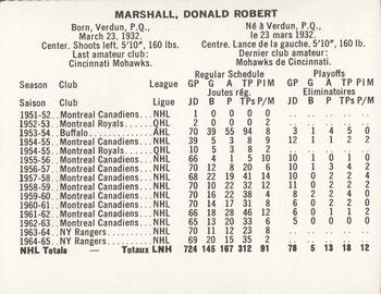 1965-66 Coca-Cola NHL Players #NNO Don Marshall Back