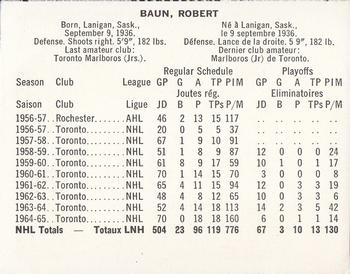 1965-66 Coca-Cola NHL Players #NNO Bob Baun Back