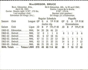 1965-66 Coca-Cola NHL Players #NNO Bruce MacGregor Back