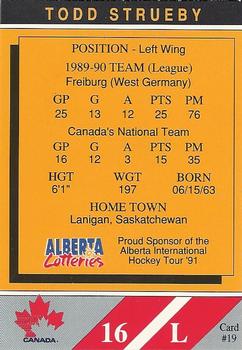 1990-91 Alberta Lotteries Team Canada #19 Todd Strueby Back
