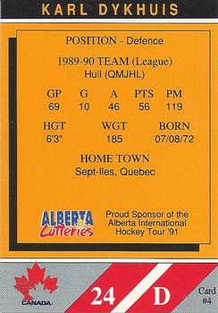 1990-91 Alberta Lotteries Team Canada #4 Karl Dykhuis Back