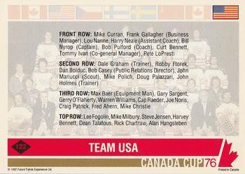 1992 Future Trends '76 Canada Cup #122 Team USA Back