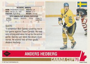 1992 Future Trends '76 Canada Cup #141 Anders Hedberg   Back