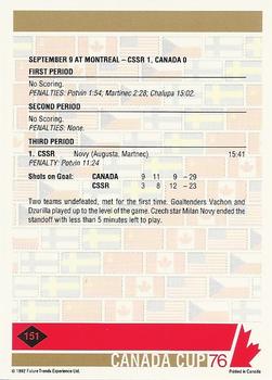 1992 Future Trends '76 Canada Cup #151 A Goaltending Duel Back