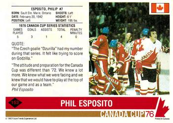 1992 Future Trends '76 Canada Cup #153 Phil Esposito  Back