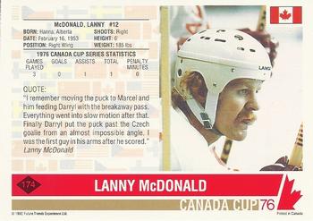 1992 Future Trends '76 Canada Cup #174 Lanny McDonald   Back
