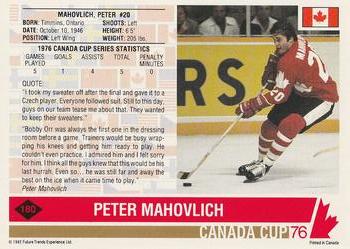 1992 Future Trends '76 Canada Cup #180 Pete Mahovlich  Back