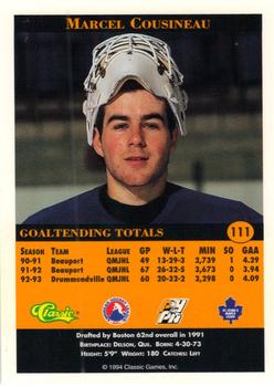 1994 Classic Pro Hockey Prospects #111 Marcel Cousineau Back