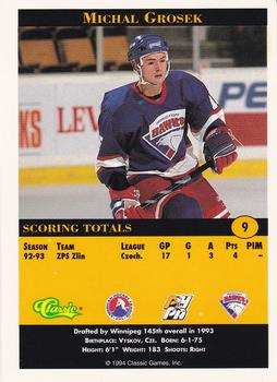 1994 Classic Pro Hockey Prospects #9 Michal Grosek Back