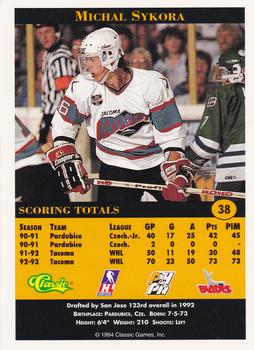 1994 Classic Pro Hockey Prospects #38 Michal Sykora Back