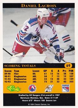1994 Classic Pro Hockey Prospects #69 Daniel Lacroix Back