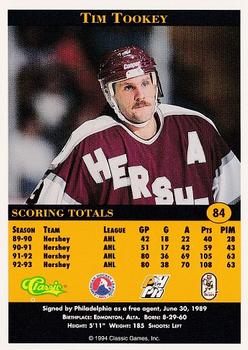 1994 Classic Pro Hockey Prospects #84 Tim Tookey Back