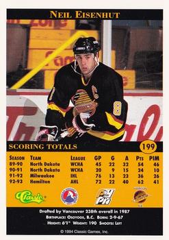 1994 Classic Pro Hockey Prospects #199 Neil Eisenhut Back