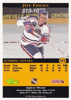 1994 Classic Pro Hockey Prospects #202 Jeff Friesen Back