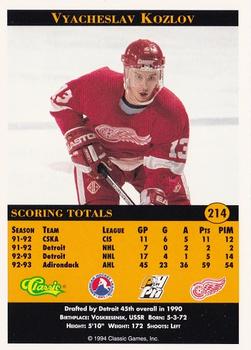 1994 Classic Pro Hockey Prospects #214 Vyacheslav Kozlov Back