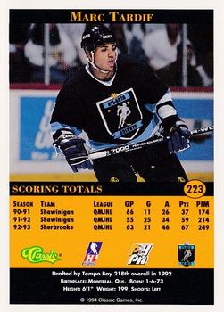 1994 Classic Pro Hockey Prospects #223 Marc Tardif Back