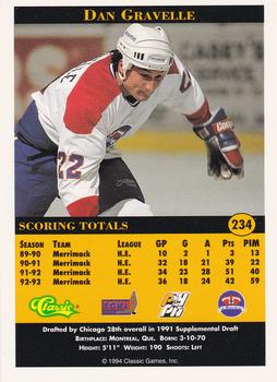 1994 Classic Pro Hockey Prospects #234 Dan Gravelle Back