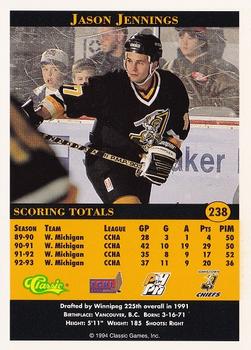 1994 Classic Pro Hockey Prospects #238 Jason Jennings Back
