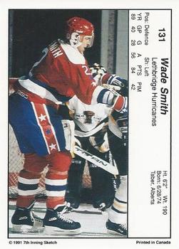 1990-91 7th Inning Sketch WHL #131b Wade Smith Back