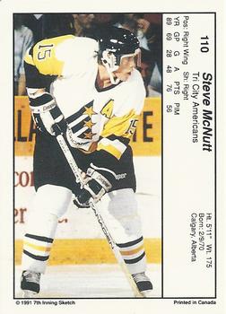 1990-91 7th Inning Sketch WHL #110 Steve McNutt Back