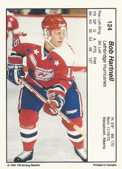 1990-91 7th Inning Sketch WHL #124 Rob Hartnell Back