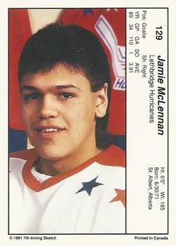 1990-91 7th Inning Sketch WHL #129 Jamie McLennan Back
