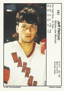 1990-91 7th Inning Sketch WHL #151 Jeff Petruic Back