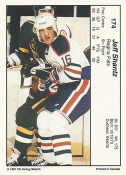 1990-91 7th Inning Sketch WHL #174 Jeff Shantz Back