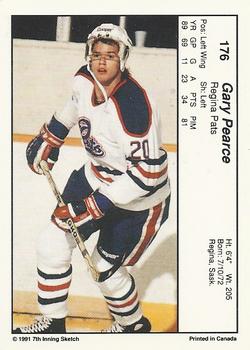 1990-91 7th Inning Sketch WHL #176 Gary Pearce Back